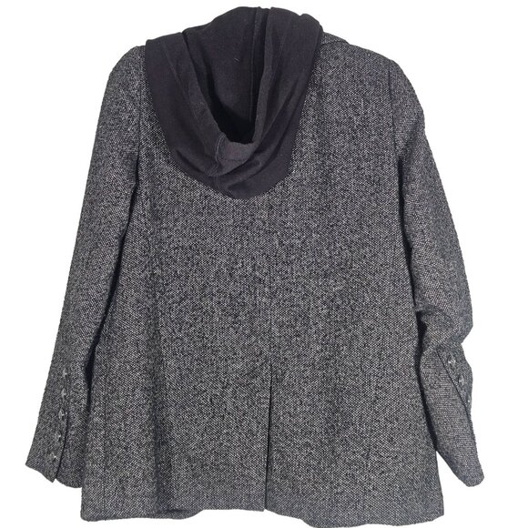 Free People Women’s Tweed Hoodie Jacket Gray S – Layered Cozy Indie Aesthetic - Picture 3 of 11